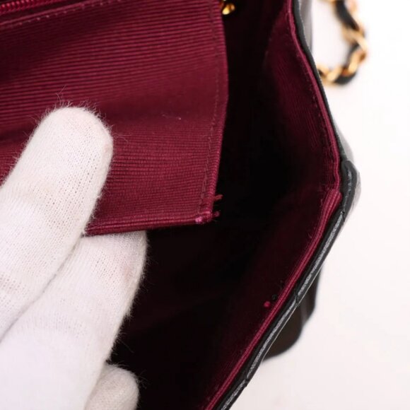 Chanel CC Logo Lambskin Chain Shoulder Bag Black - Picture 10 of 14